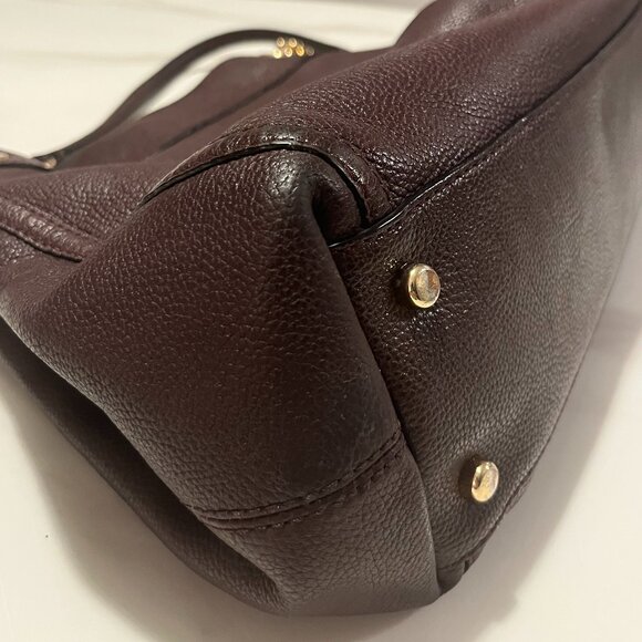 Coach Turnlock Edie Shoulder Bag 36855 Oxblood Pebbled Leather Chain Carryall - Picture 12 of 13